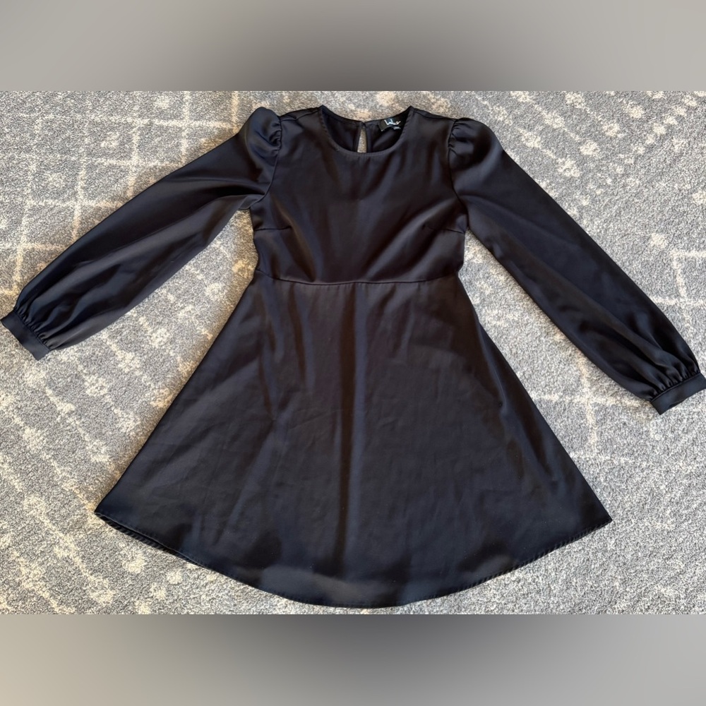 LuLus Follow Me Black Long Sleeve Dress Womens size Medium